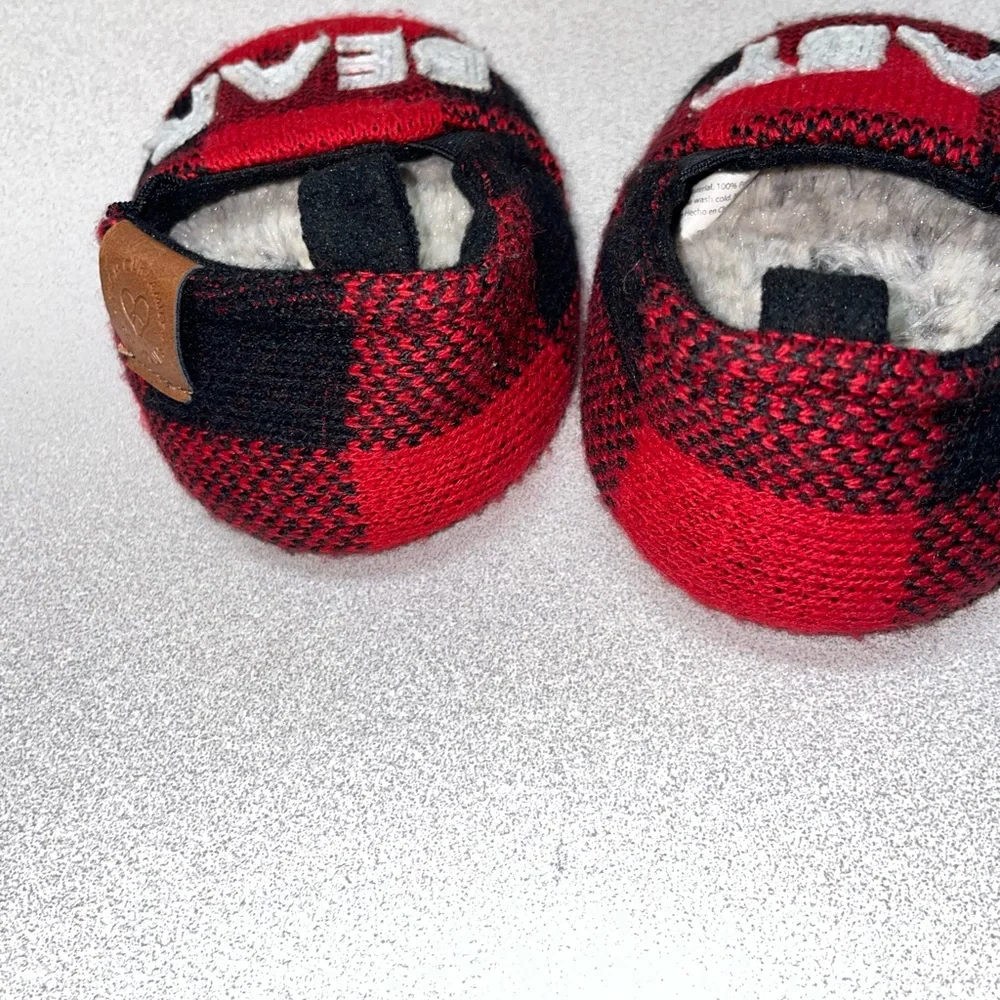 DF by Dear foams Baby Bear Red & Black Plaid Memory Foam Slippers 9-12 months